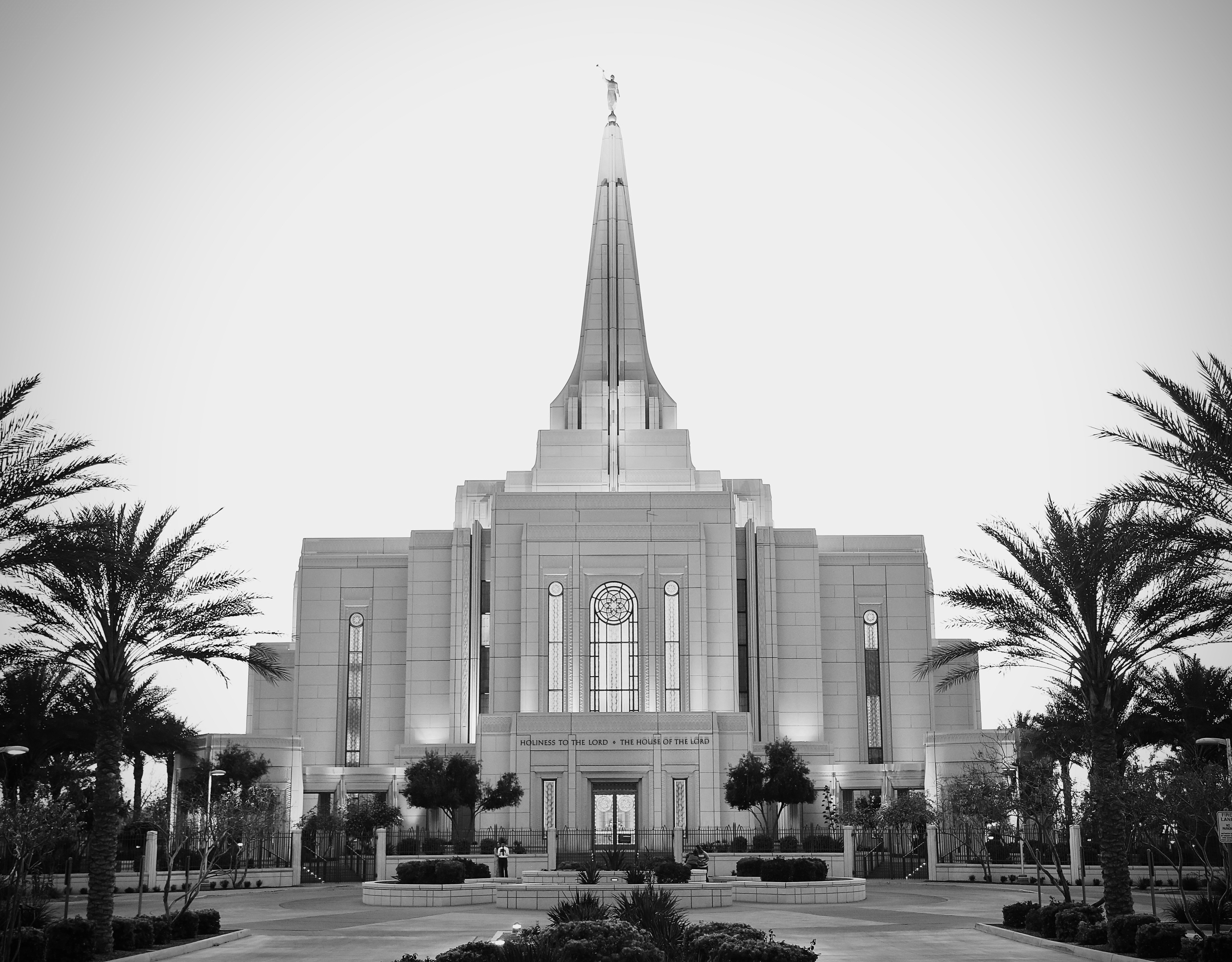 Black and White Image of an LDS Temple